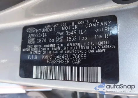 2014 Hyundai Accent Gs from USA, damaged, VIN KMHCT5AE4EU176699
